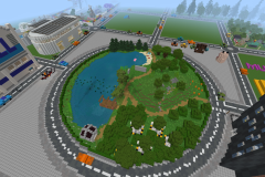  A park area in the middle of the city